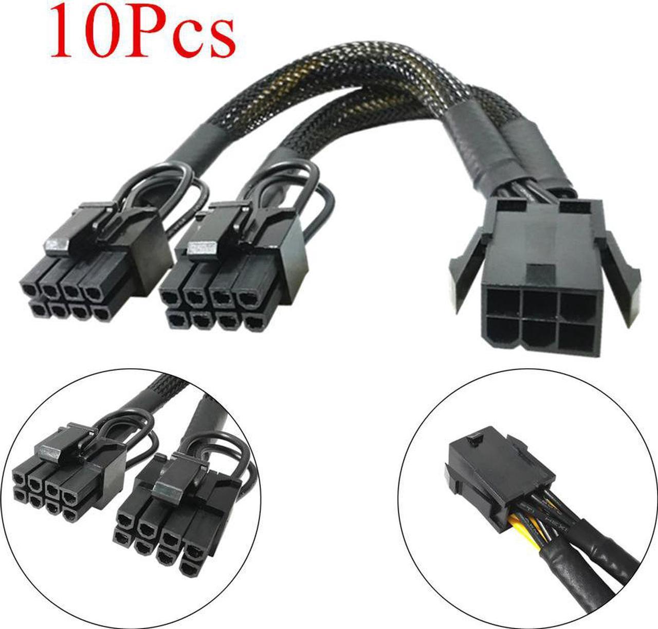 10PCS 6-Pin PCI Express to Dual 8-Pin(6+2 Pin) GPU Video Card Power Adapter Cable