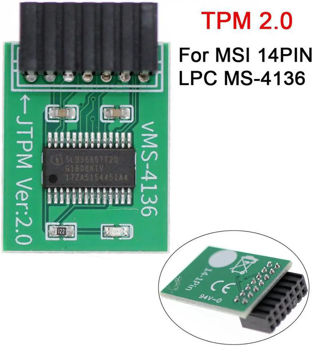 Trusted Platform Module TPM 2.0 Security Module for MSI 14PIN LPC MS ...