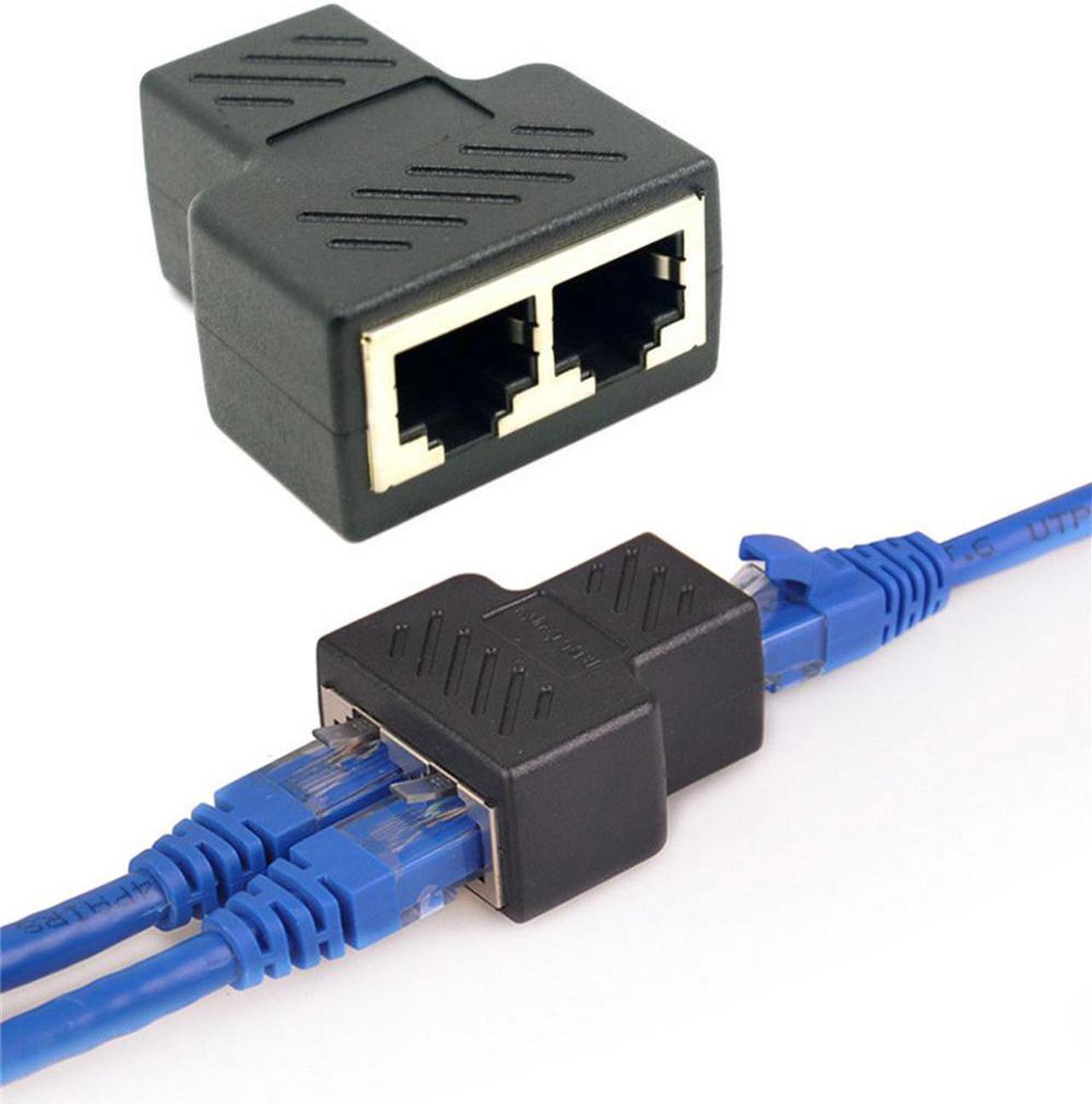 Ethernet Splitter RJ45 Splitter Adapter 1 to 2 Ways Dual Female Port CAT5 /6/ 7 LAN Ethernet Cable