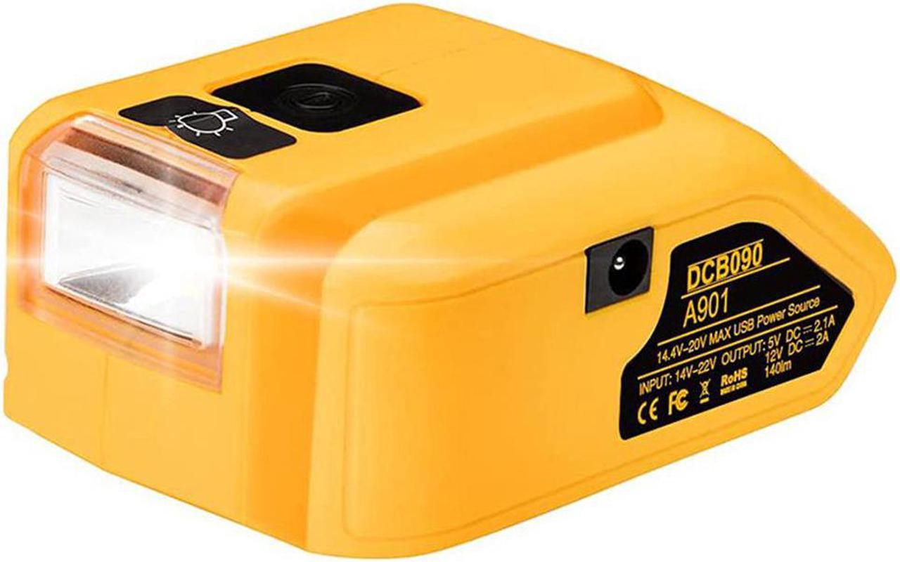 Dual USB LED Power Source Li-ion Battery Charger Adapter for Dewalt