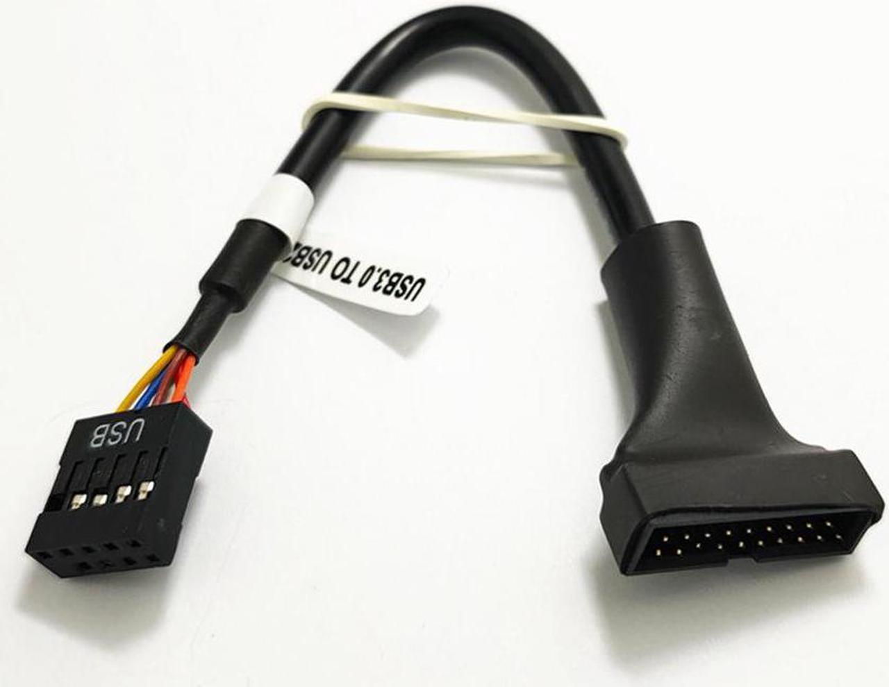 15cm Black PC Cable Adapter Internal 9-Pin Female USB 2.0 to 19-Pin Male USB 3.0