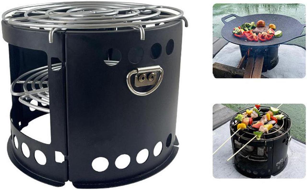 Outdoor Barbecue Picnic Stove Multifunctional Windproof Wood Stove Folding BBQ Stove