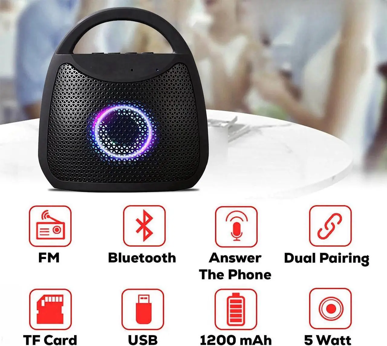 Alt view image 2 of 6 - Glorine Bluetooth Speaker Wireless Outdoor Portable Waterproof Loud Small Blue Tooth USB Bocinas For Patio Pool Party Beach Home Travel