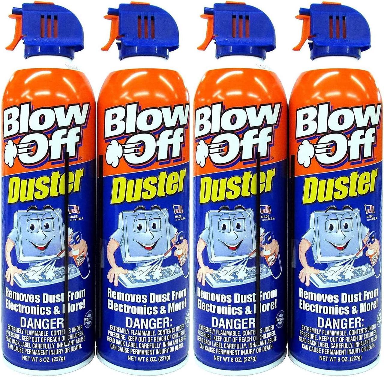 Blow Off Non-Toxic 8oz Compressed Air Duster Can Stop The Build-up of Dust in Your Electronics, Clogging up The Cooling Fan. Pack of 4