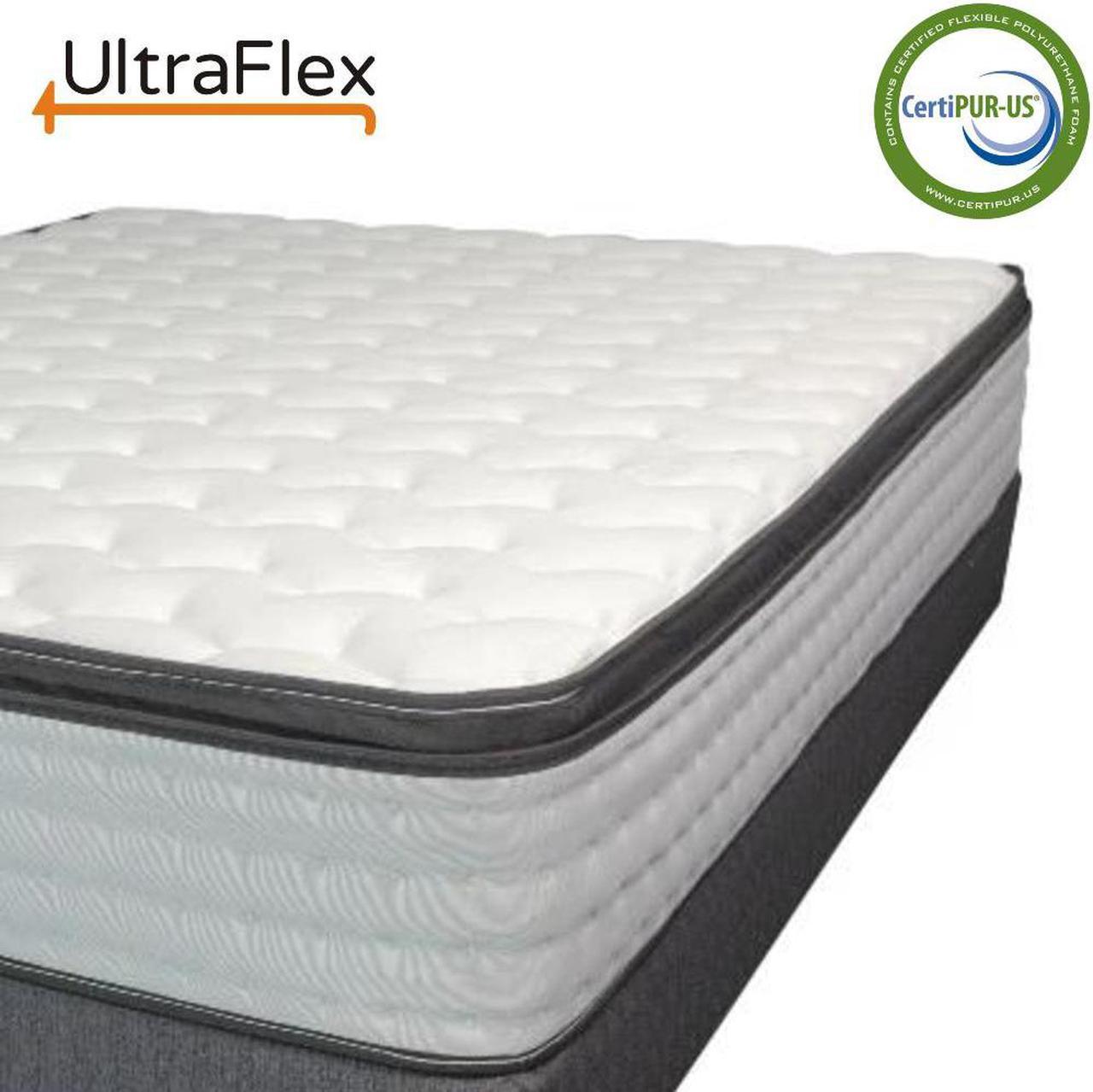 Ultraflex LUSH- 12" Orthopedic Eurotop Pocket Coil Premium Foam Encased, Eco-friendly Hybrid Mattress (Made in Canada)- King Size with Waterproof Mattress Protector