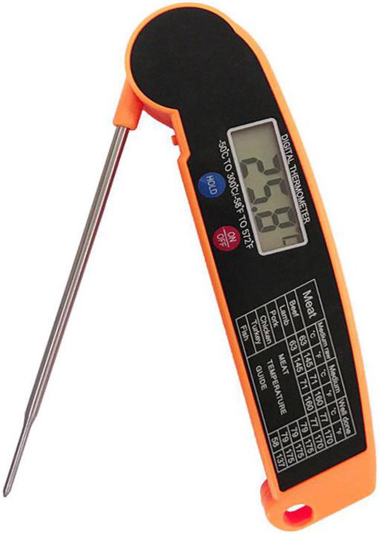 Digital Meat Thermometer - Black with Orange