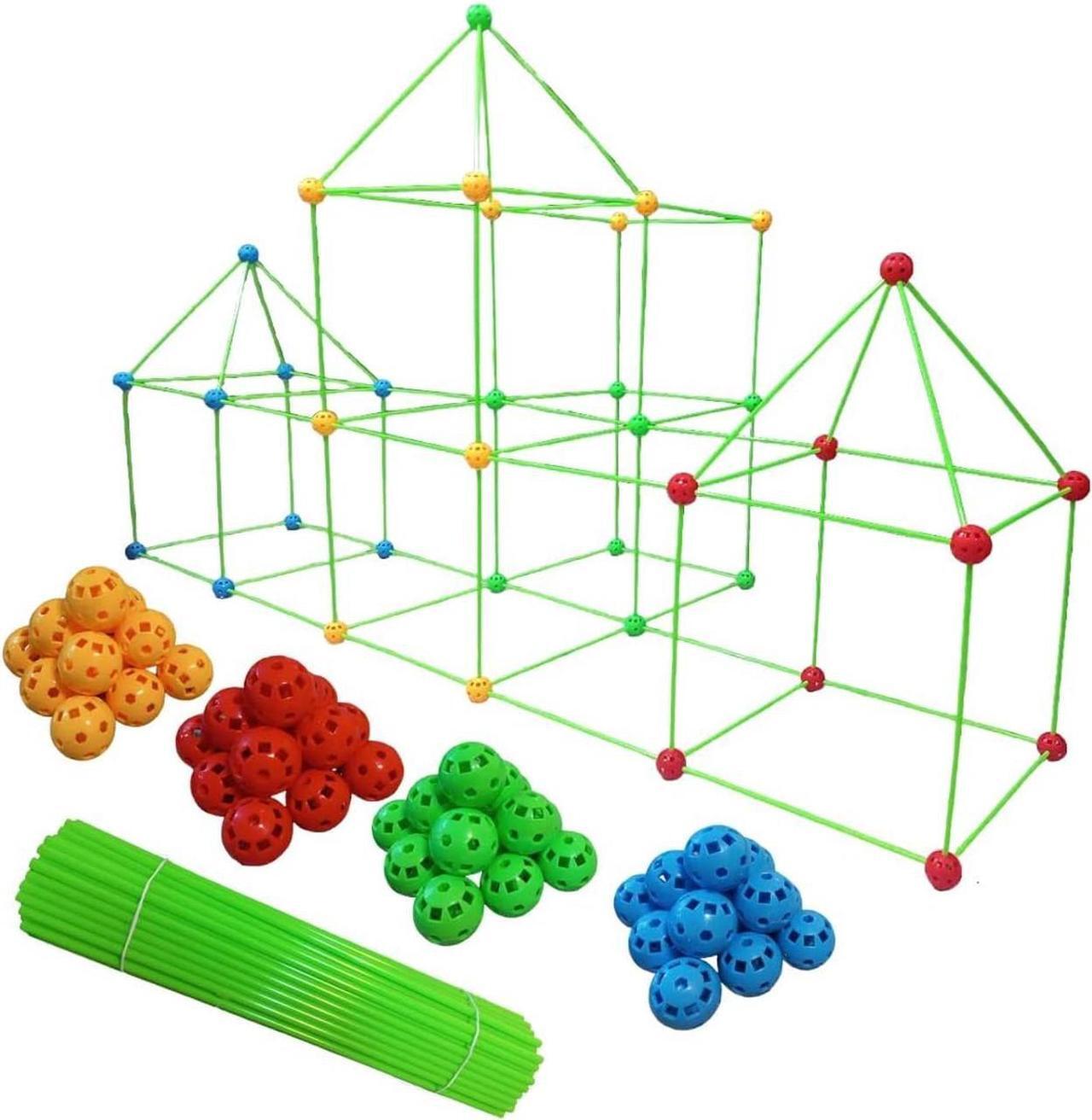 Main image of 155-Piece Fort Building Kit for Kids  STEM DIY Construction Set for Indoor & Outdoor Fun