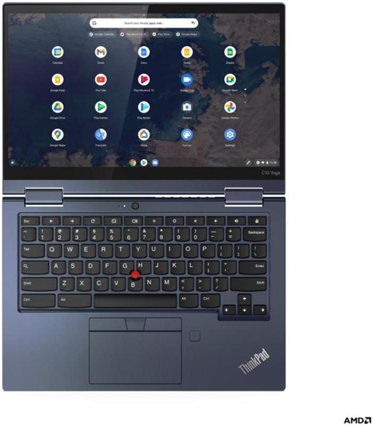 Alt view image 15 of 18 - Lenovo ThinkPad C13 Yoga Gen 1 20UX001PUS 13.3" Touchscreen 2 in 1 Chromebook - Full HD - 1920 x 1080 - AMD 3150C Dual-core (2 Core) 2.40 GHz - 4 GB RAM - 32 GB Flash Memory - Abyss Blue - Chrome