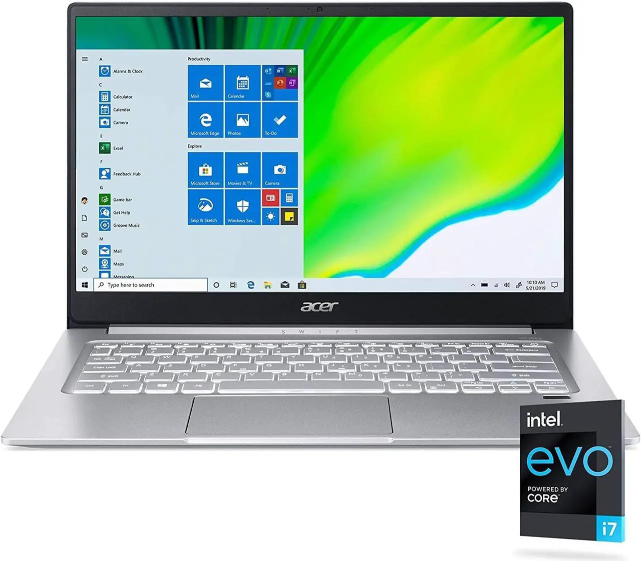 Alt view image 12 of 17 - Acer Swift 3 Intel Evo Thin & Light Laptop, 14" Full HD, Intel Core i7-1165G7, Intel Iris Xe Graphics, 8GB LPDDR4X, 256GB NVMe SSD, Wi-Fi 6, Fingerprint Reader, Back-lit KB, SF314-59-75QC Notebook PC