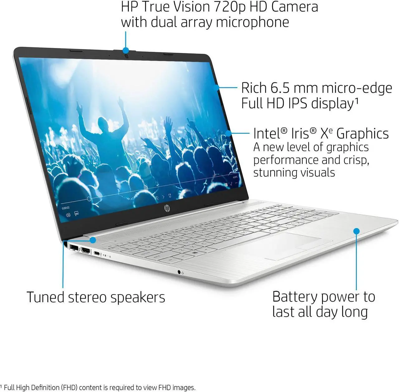 Alt view image 2 of 6 - HP 15.6" diagonal Full HD 1920 x 1080 Intel core i5-1137G7 8GB RAM 512GB SSD Windows 10 Home Silver