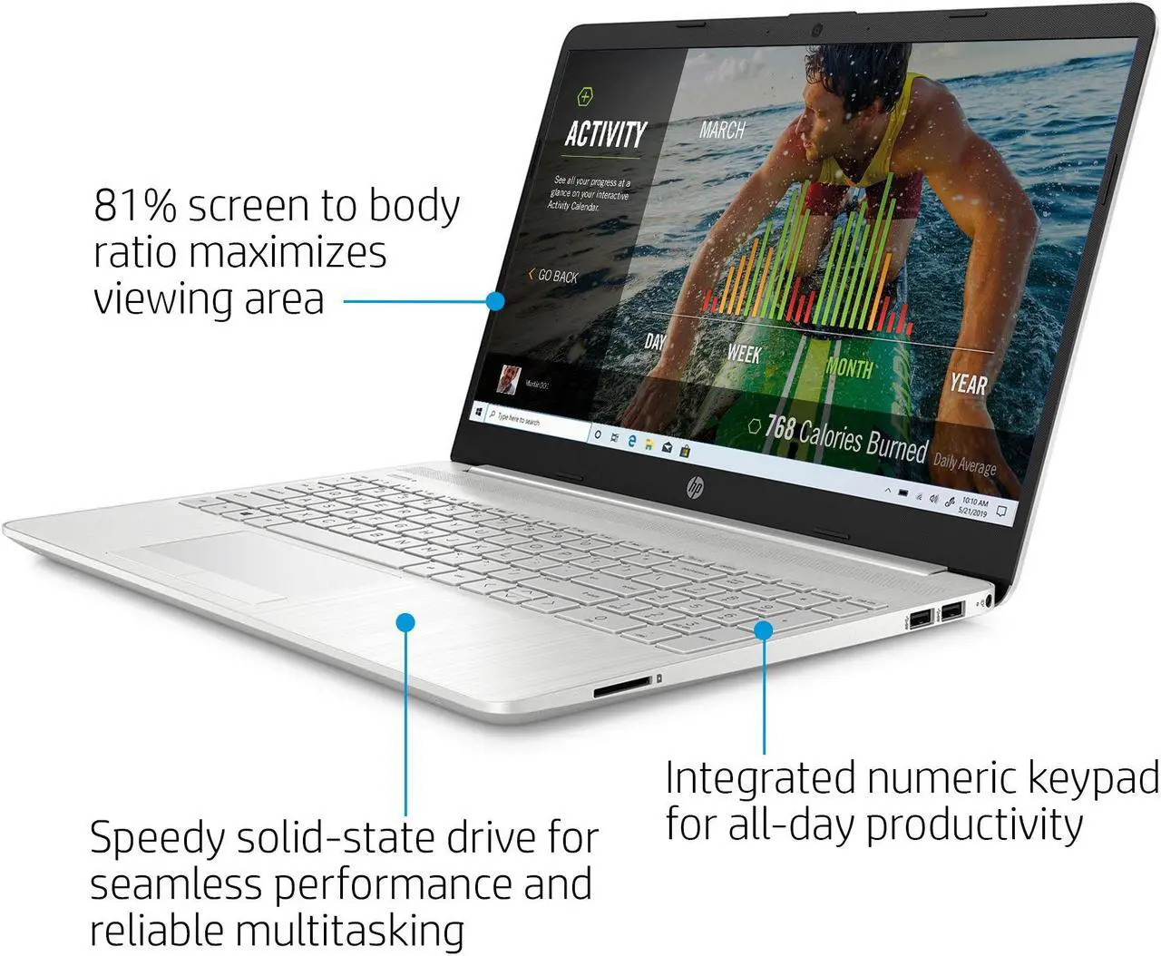 Alt view image 3 of 6 - HP 15.6" diagonal Full HD 1920 x 1080 Intel core i5-1137G7 8GB RAM 512GB SSD Windows 10 Home Silver
