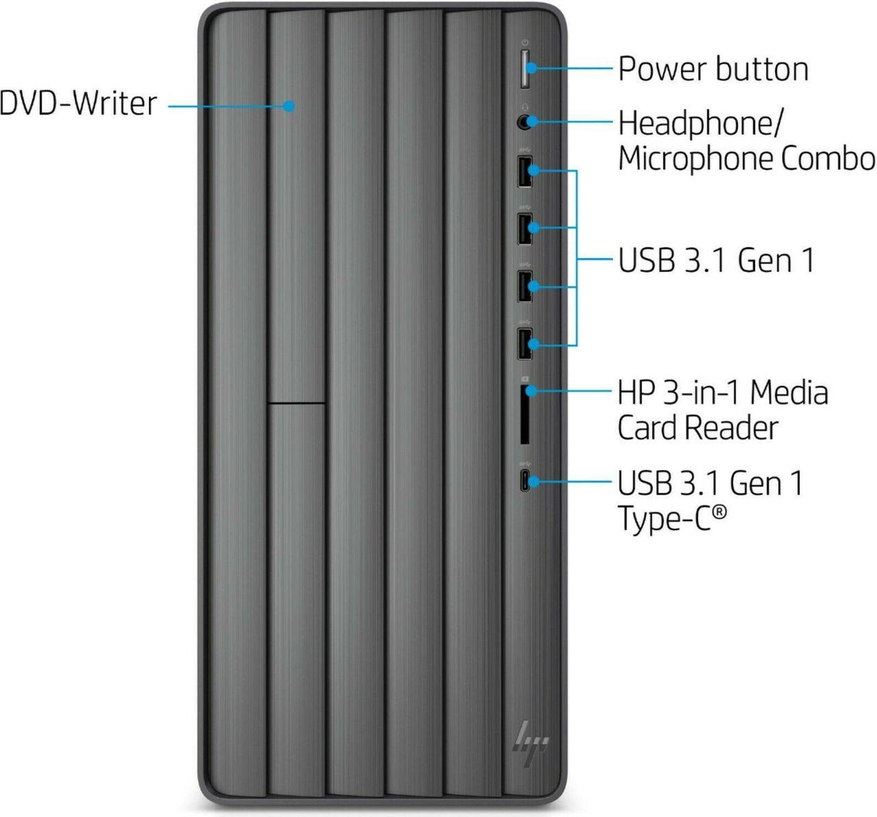 Alt view image 2 of 4 - HP ENVY Desktop Intel core i7-11700 Integrated Graphics 16GB DDR4-2933 SDRAM 1 TB PCIe NVMe M.2 SSD Windows 11 Pro Gray