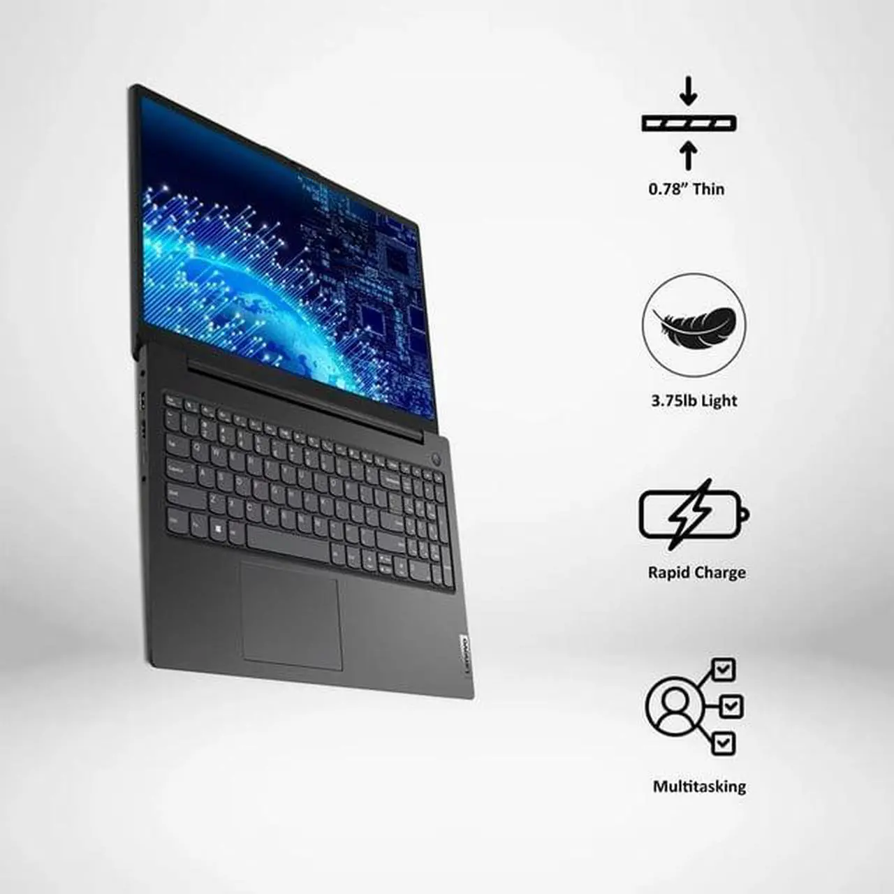 Alt view image 5 of 5 - Lenovo V15 Gen3 Business Laptop,15.6" FHD(1920 x 1080) Display,Intel Core i7-1255U,Intel Iris Xe Graphics,Wi-Fi 6 and Bluetooth 5.1,24 GB RAM,1 TB SSD,Win 11 Pro,Grey