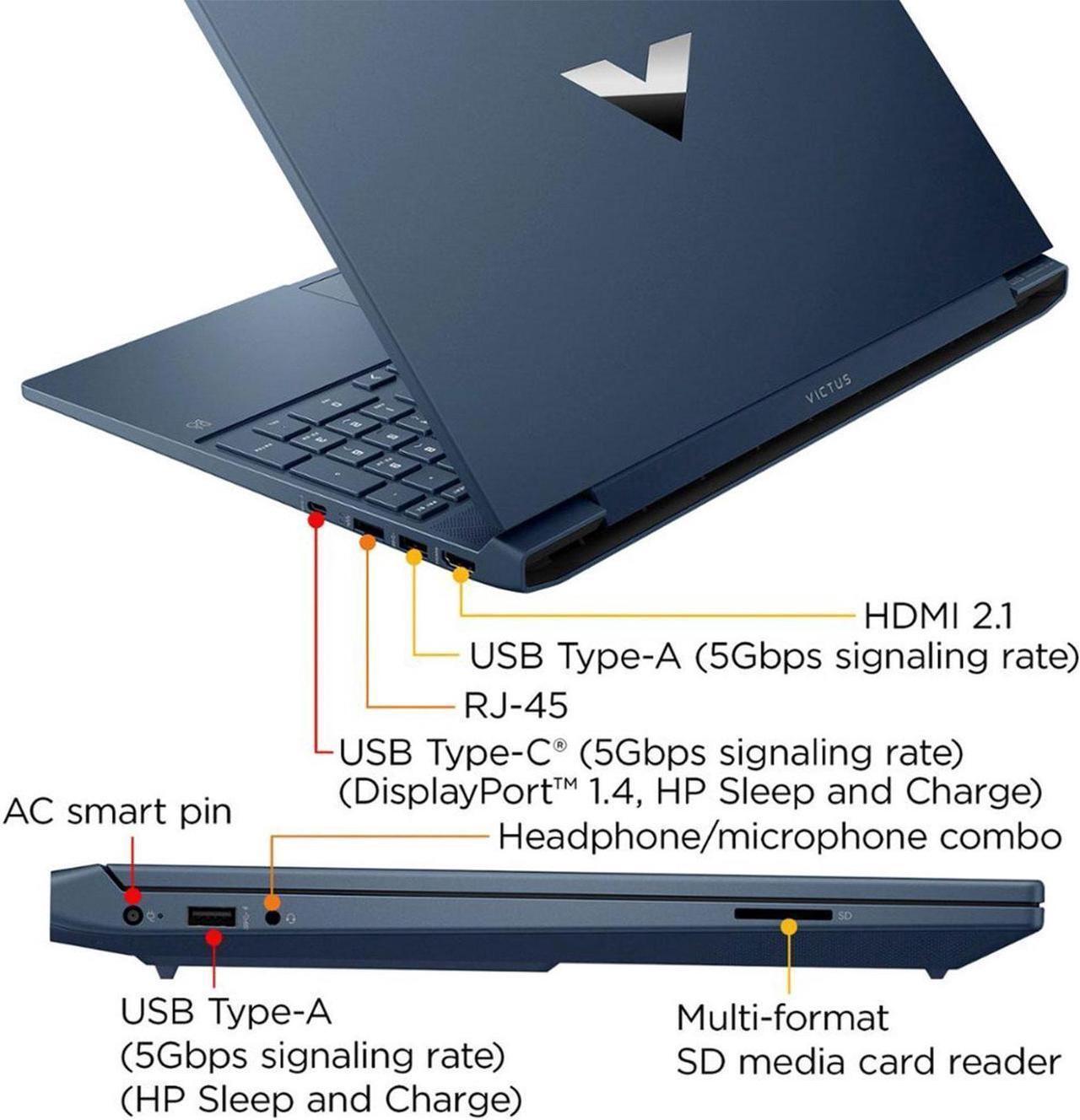 Alt view image 4 of 5 - HP Victus Gaming Laptop,15.6 FHD(1920 x 1080),Intel Core i5-12450H,NVIDIA GeForce RTX 3050 GDR6 Graphics,64 GB RAM,1 TB SSD,Windows 11 Pro,Blue