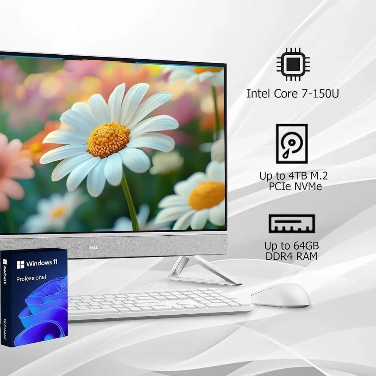 Alt view image 3 of 6 - Dell Inspiron All-In-One Desktop,27" FHD TouchScreen,Intel Core 7 150U,32GB RAM,1 TB PCIe SSD,Windows 11 Pro