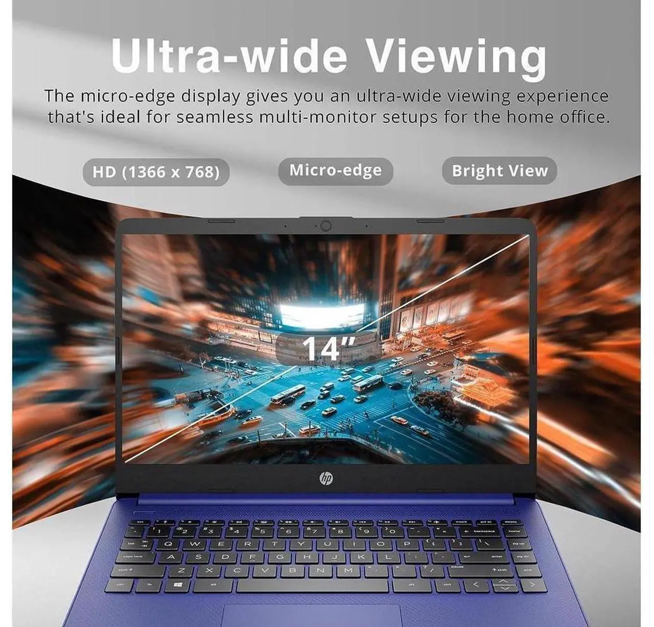 Alt view image 3 of 7 - HP 14 Series 14" Laptop - Intel Celeron N4020 - 8GB RAM - 64GB eMMC - Windows 11 in S mode - Indigo Blue