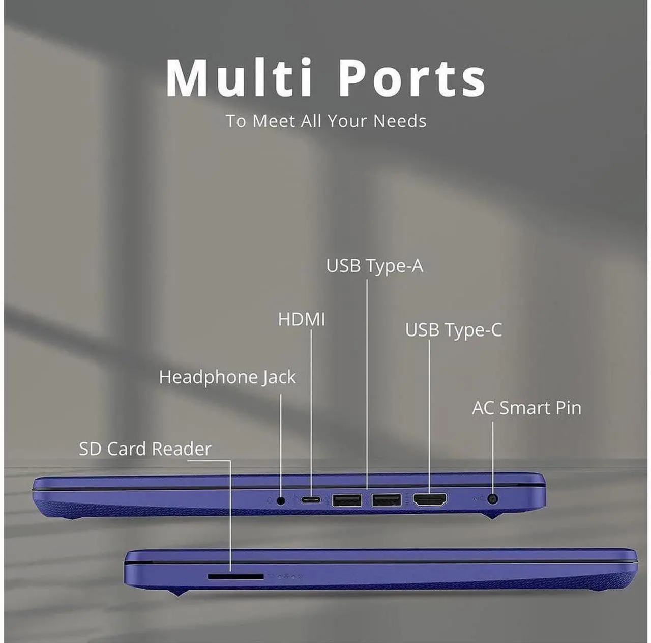 Alt view image 7 of 7 - HP 14 Series 14" Laptop - Intel Celeron N4020 - 8GB RAM - 64GB eMMC - Windows 11 in S mode - Indigo Blue