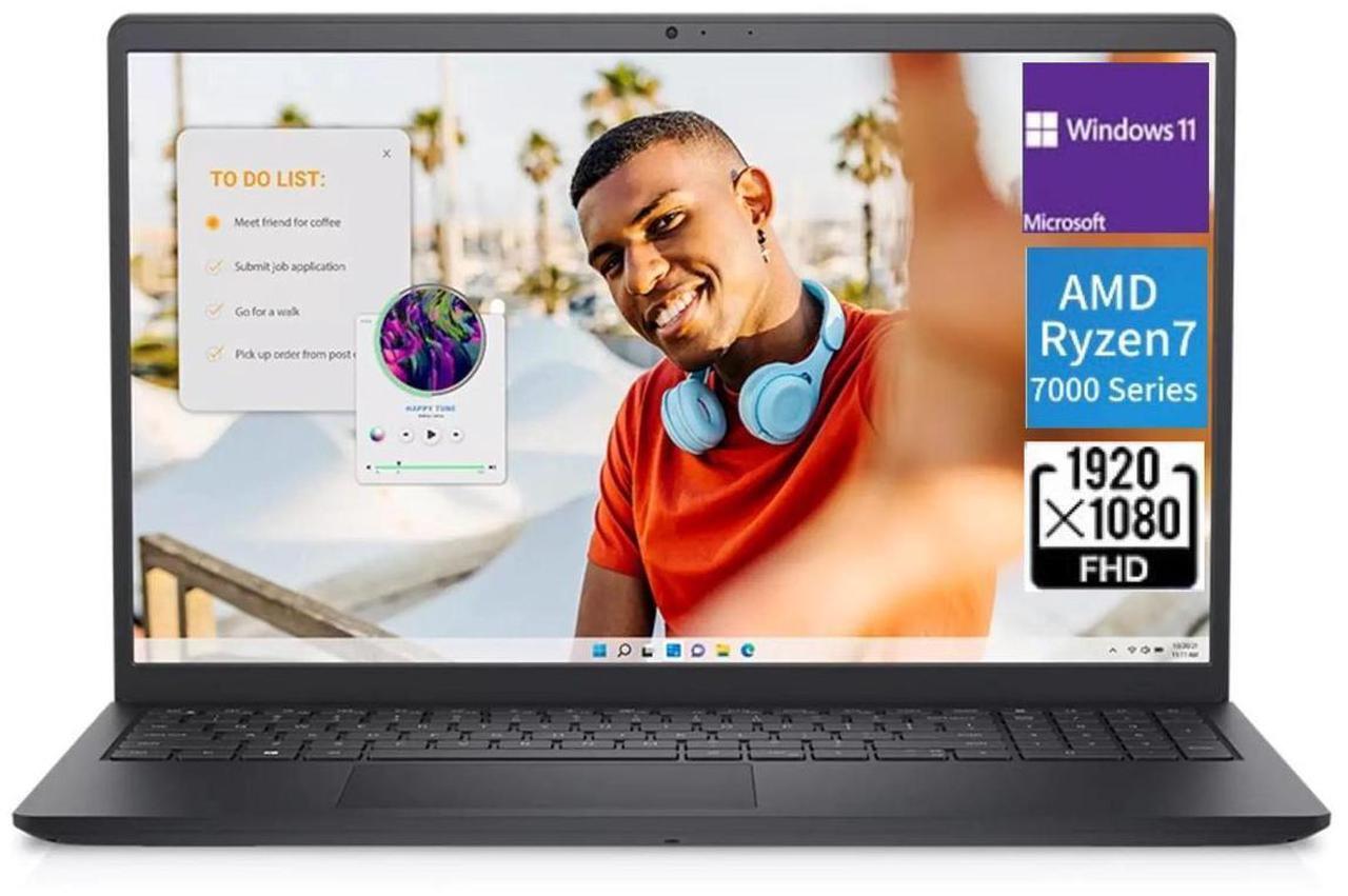 Main image of Dell Inspiron 15.6 FHD Touch laptop,AMD Ryzen 7 7730U,AMD Radeon Graphics,32 GB RAM,1 TB SSD,Windows 11 Pro