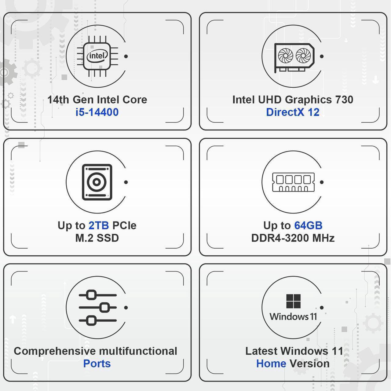 Alt view image 3 of 6 - Lenovo IdeaCentre 3i Desktop - Intel Core i5-14400 - Intel UHD 730 Graphics - Wired KB and Mouse - 32GB RAM,512GB PCIe SSD - Win 11 Pro
