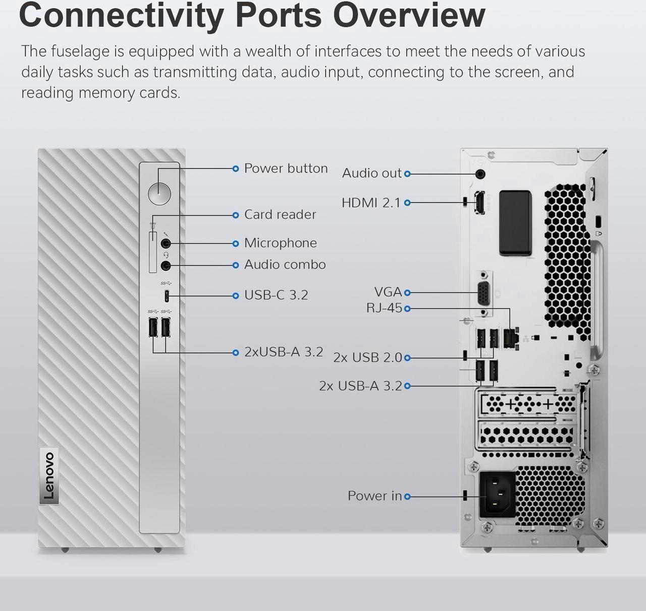 Alt view image 6 of 6 - Lenovo IdeaCentre 3i Desktop - Intel Core i5-14400 - Intel UHD 730 Graphics - Wired KB and Mouse - 32GB RAM,512GB PCIe SSD - Win 11 Pro