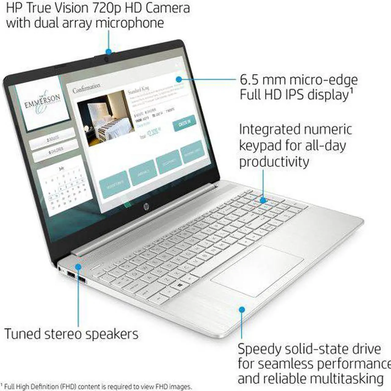 Alt view image 3 of 5 - HP 15.6 FHD Laptop - AMD Athlon N3050 - AMD Radeon Graphics - 16GB RAM,1 TB SSD - Win 10 Pro - Silver