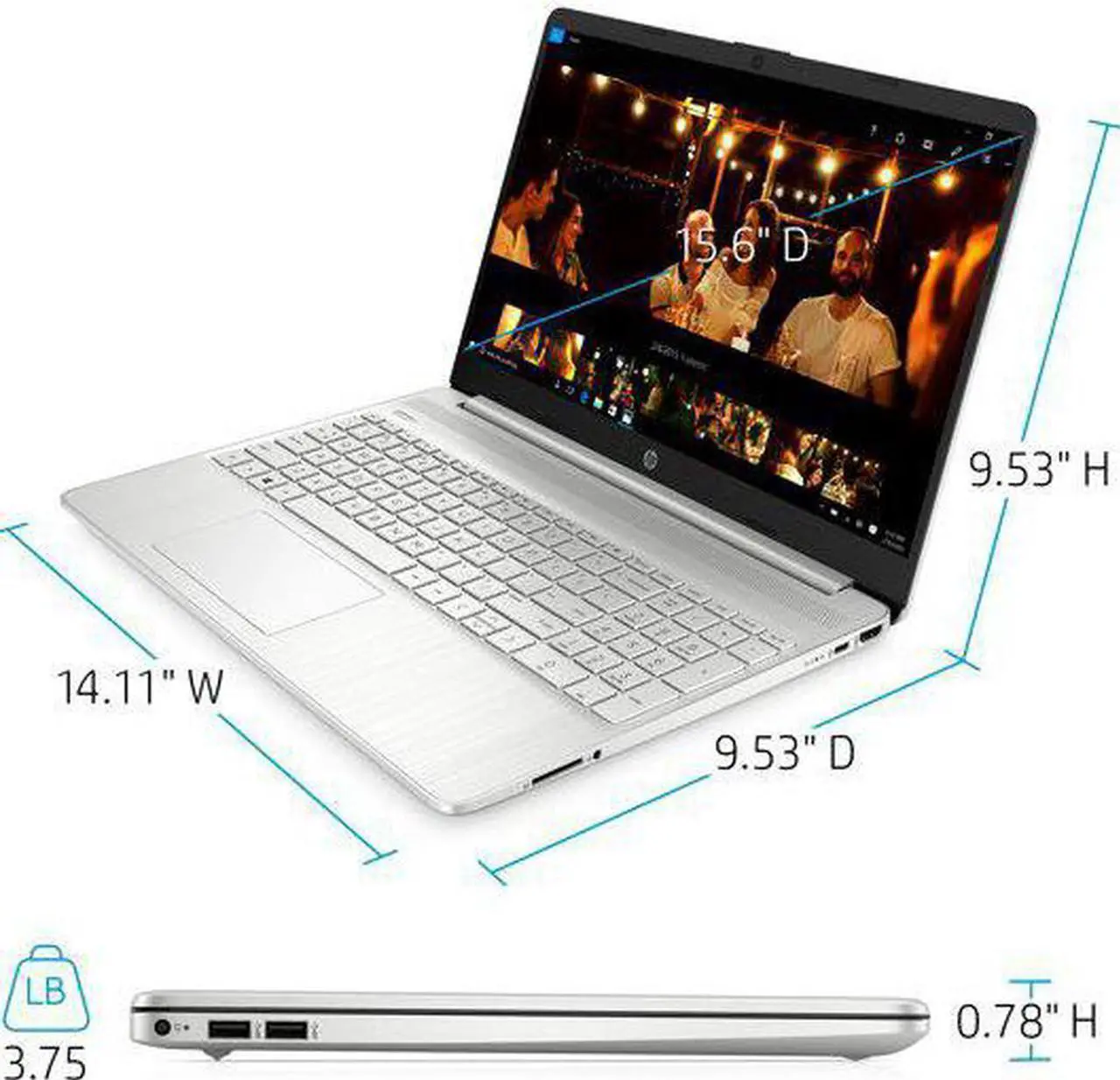 Alt view image 4 of 5 - HP 15.6 FHD Laptop - AMD Athlon N3050 - AMD Radeon Graphics - 16GB RAM,1 TB SSD - Win 10 Pro - Silver
