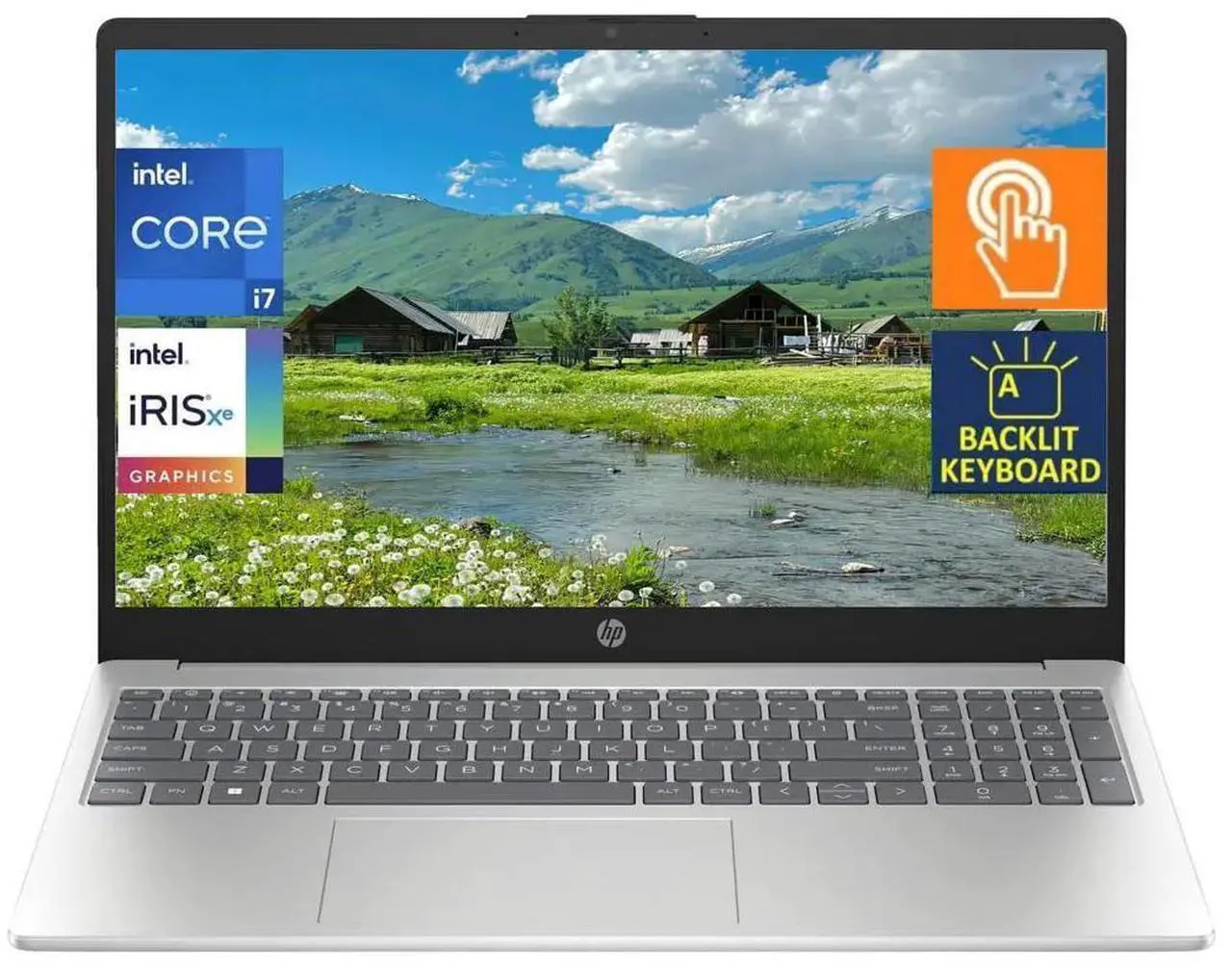 Main image of HP 15.6" HD Touch Laptop - Intel Core i7 1355U(up to 5.0 GHz) - Backlit Keyboard - 16 GB RAM,1 TB PCIe SSD - Win 11 Home