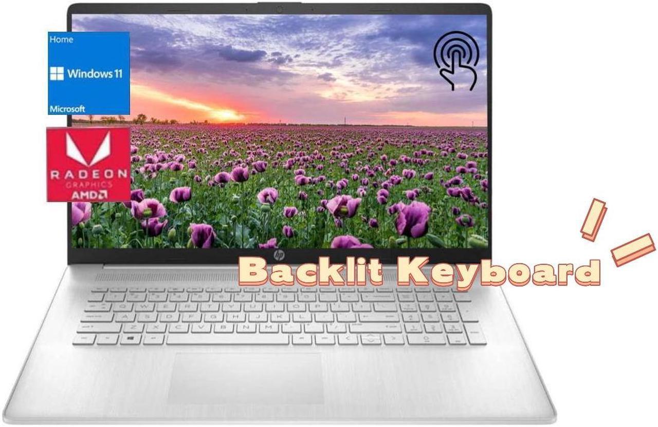 HP 17.3" HD+(1600 x 900) Touch Laptop, AMD Ryzen 5 7530U(Beats i7-1165G7) Processor, 32GB RAM, 512GB SSD, Wi-Fi 6 and Bluetooth 5.3,  Backlit Keyboard,Windows 11 Home, Sliver