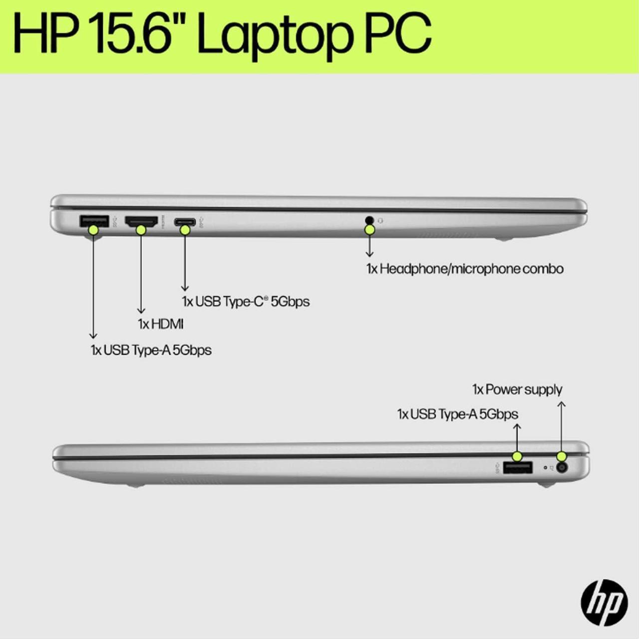 Alt view image 4 of 4 - HP 15.6" Full HD Laptop, Intel Core i7-1355U,Backlit keyboard,16GB RAM,2TB SSD, Windows 11 Pro, Natural Silver