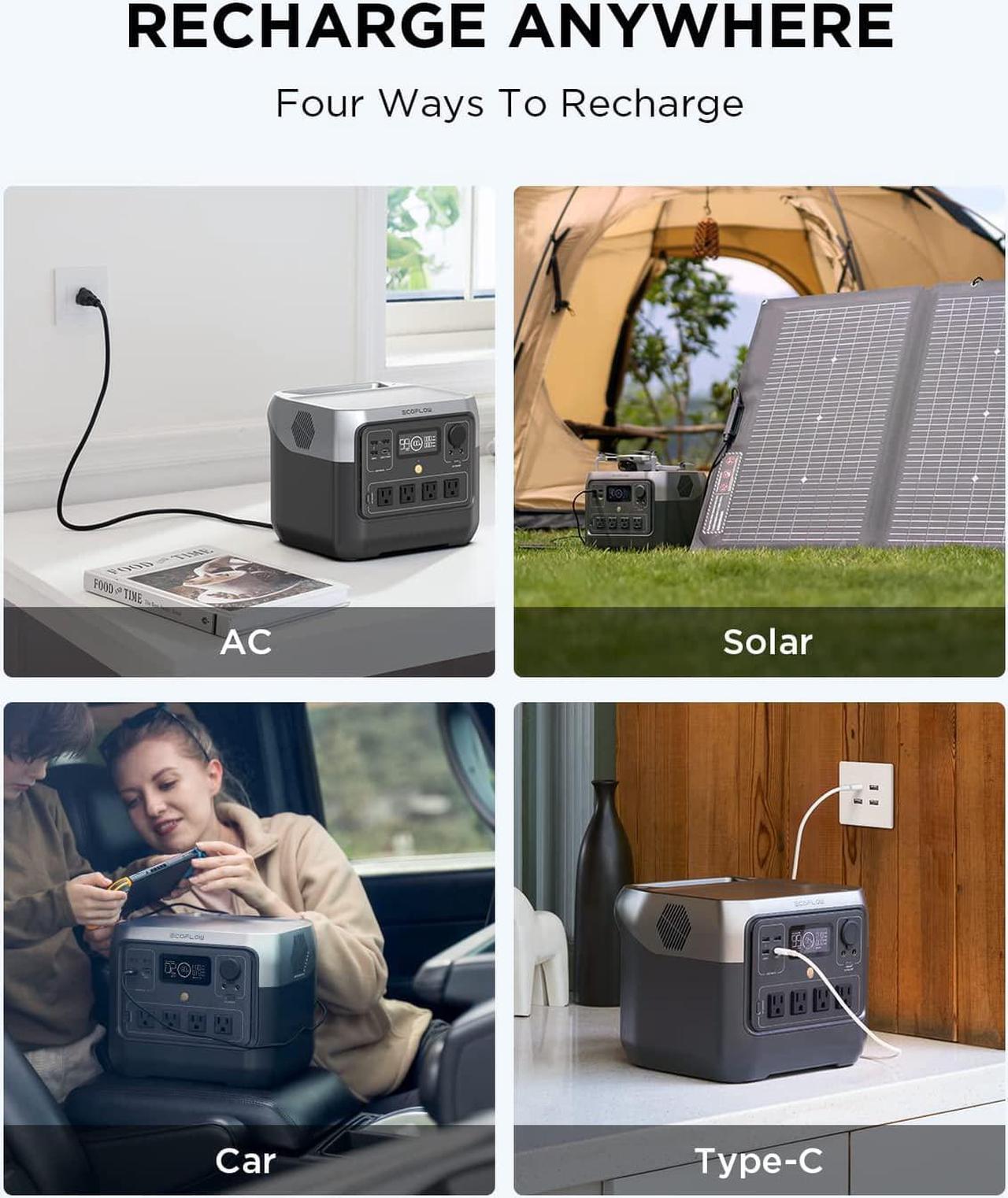Alt view image 4 of 7 - ECOFLOW Portable Power Station RIVER 2 Pro, 768Wh LiFePO4 Battery, 70 Min Fast Charging, 4X800W (X-Boost 1600W) AC Outlets, Solar Generator for Outdoor Camping/RVs/Home Use