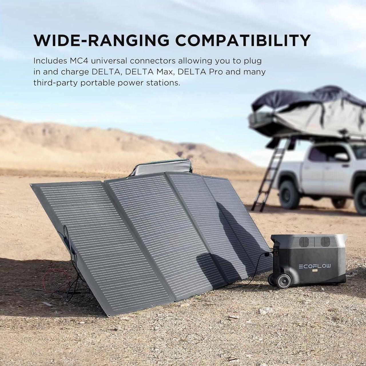 Alt view image 7 of 7 - EcoFlow 400W Portable Solar Panel for Power Station, Foldable Solar Charger with Adjustable Kickstand, Waterproof IP68 for Outdoor Camping,RV,off Grid System