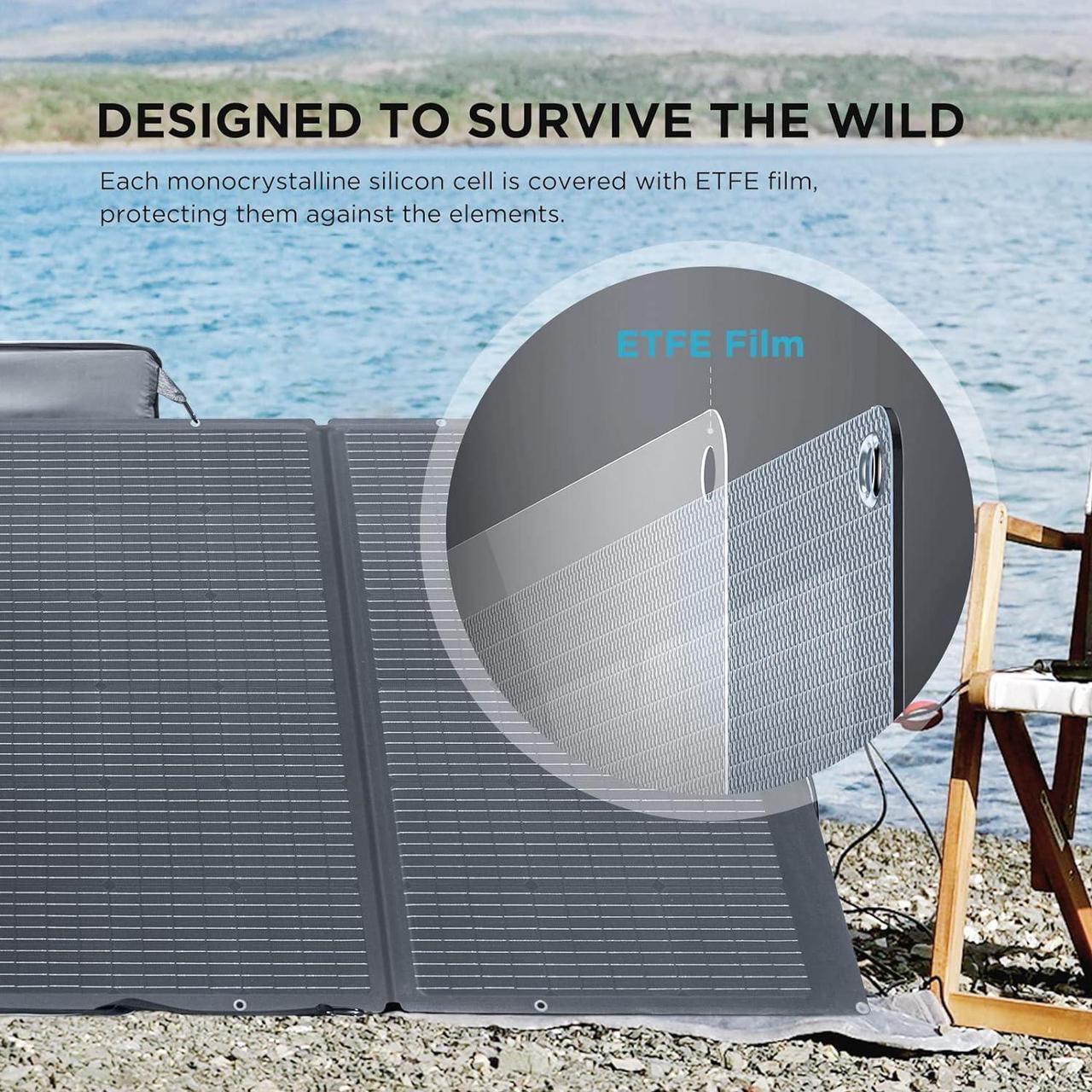 Alt view image 6 of 7 - EcoFlow 400W Portable Solar Panel for Power Station, Foldable Solar Charger with Adjustable Kickstand, Waterproof IP68 for Outdoor Camping,RV,off Grid System