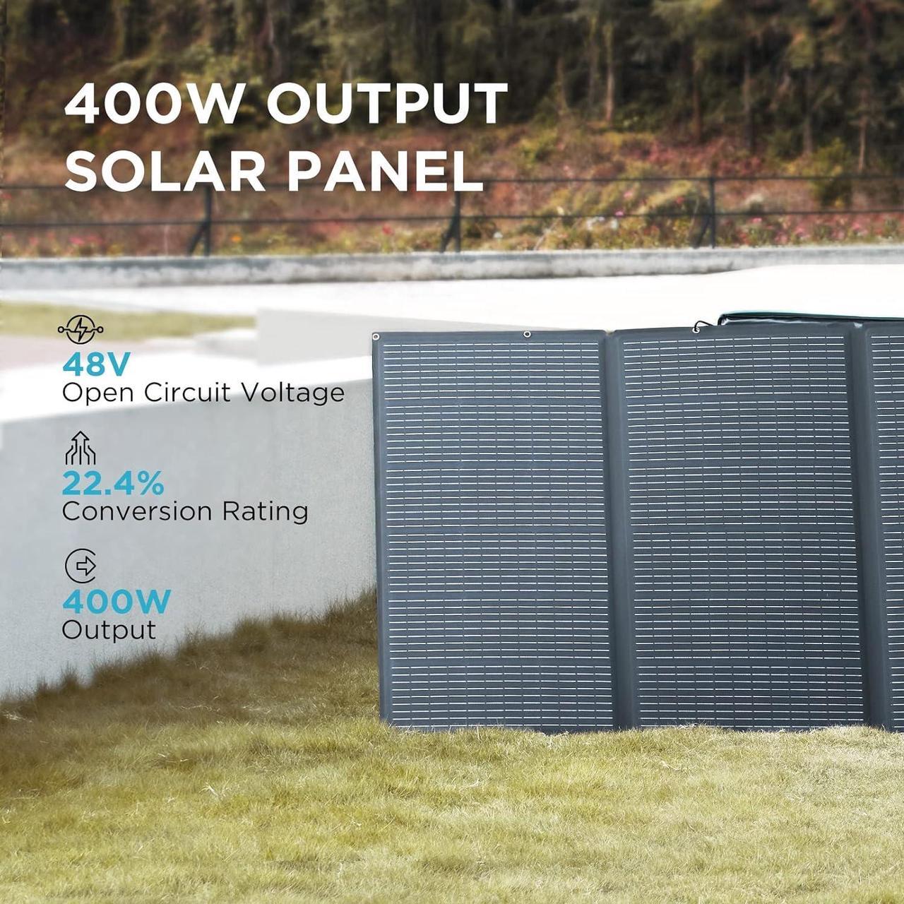 Alt view image 2 of 7 - EcoFlow 400W Portable Solar Panel for Power Station, Foldable Solar Charger with Adjustable Kickstand, Waterproof IP68 for Outdoor Camping,RV,off Grid System