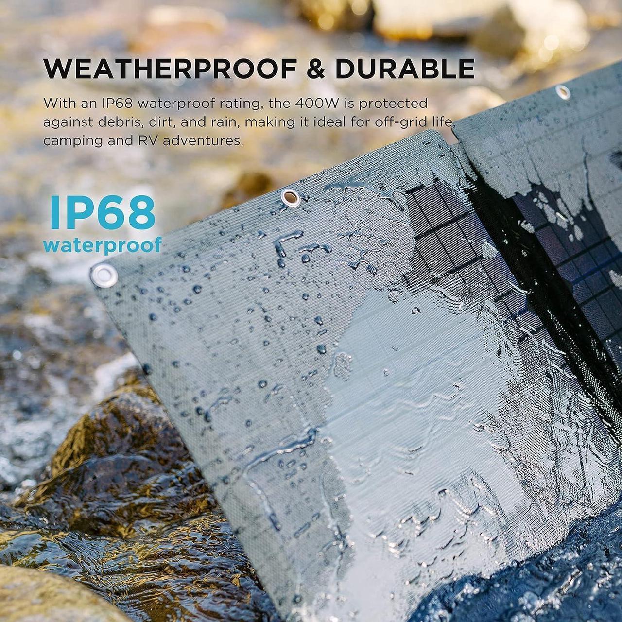 Alt view image 3 of 7 - EcoFlow 400W Portable Solar Panel for Power Station, Foldable Solar Charger with Adjustable Kickstand, Waterproof IP68 for Outdoor Camping,RV,off Grid System