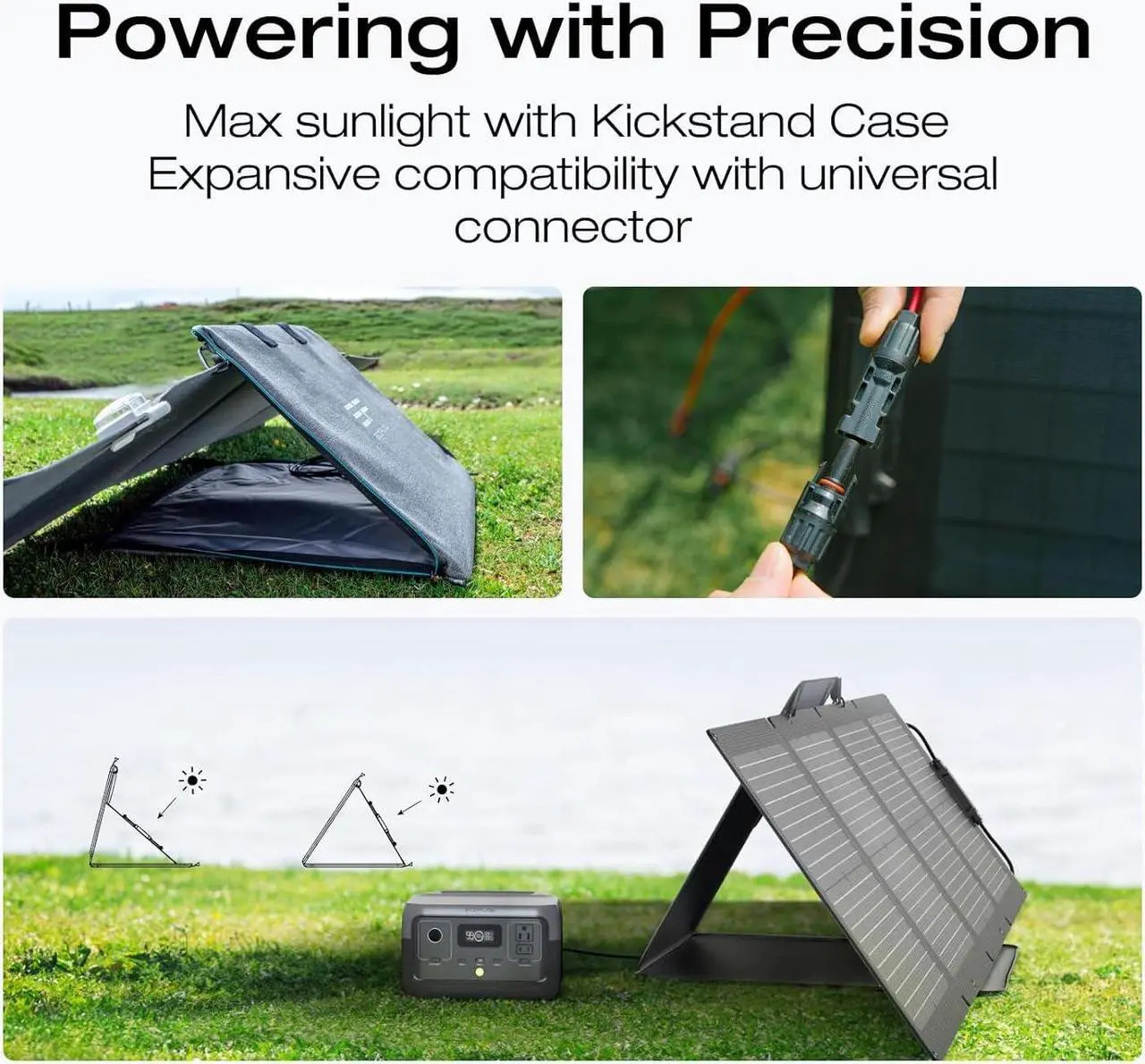 Alt view image 5 of 7 - EcoFlow 110W Portable Solar Panel for Power Station, Foldable Solar Charger with Adjustable Kickstand, Waterproof IP67 for Outdoor Camping,RV,off Grid System