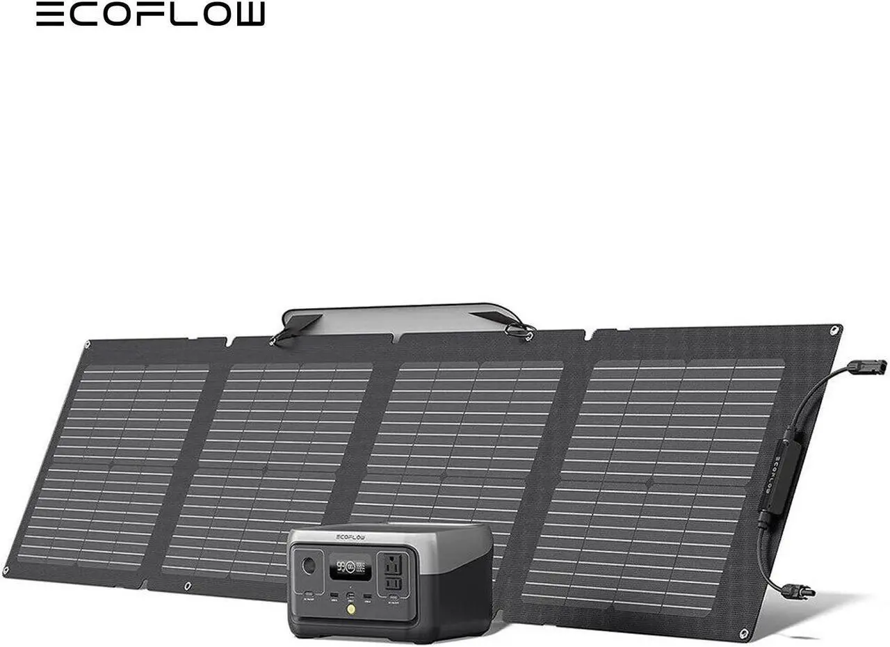Main image of EcoFlow Solar Generator RIVER 2 256Wh LiFePO4 Battery with 110W Solar Panel, Portable Power Station for Home Backup Outdoors Camping RV Emergency