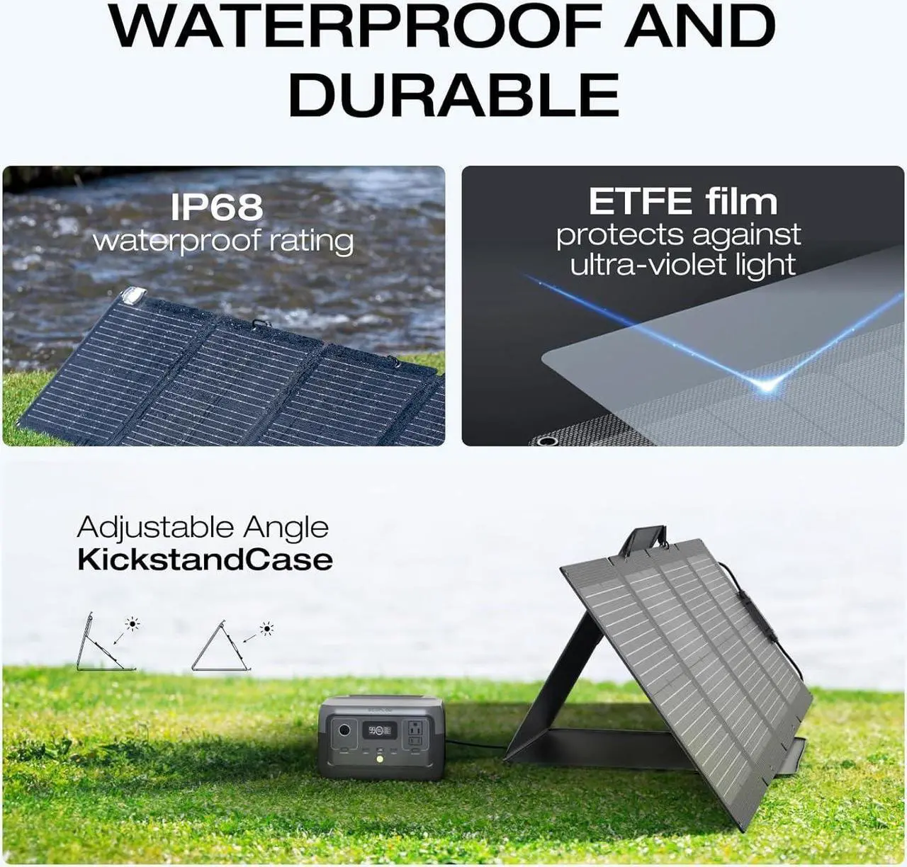 Alt view image 3 of 7 - EcoFlow Solar Generator RIVER 2 256Wh LiFePO4 Battery with 110W Solar Panel, Portable Power Station for Home Backup Outdoors Camping RV Emergency