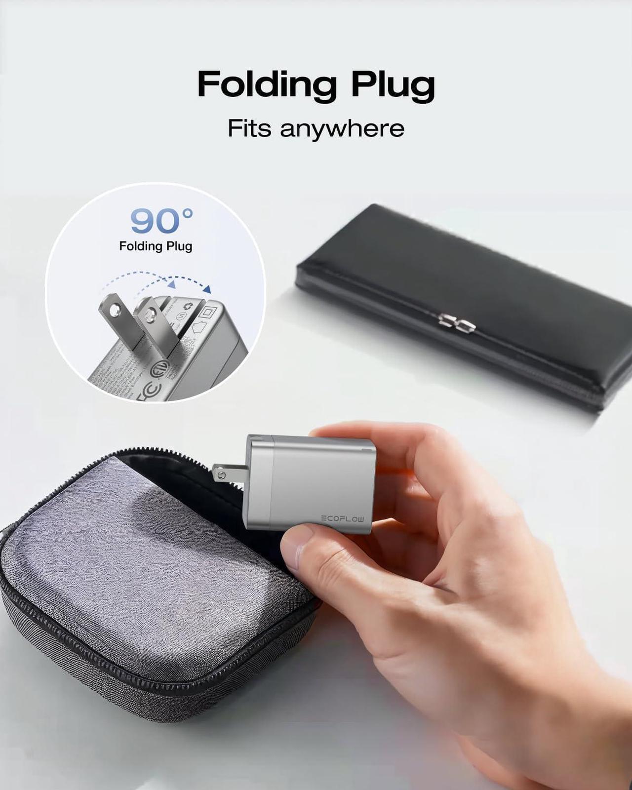 Alt view image 5 of 7 - EcoFlow USB C Charger, Rapid 65W GaN Type C Charging Block with Foldable Plug, Fast Wall Charger Compatible with iPhone 15/14/13, Galaxy, Pixel 4, iPad, AirPods, Apple Watch (USBC Cable Included)