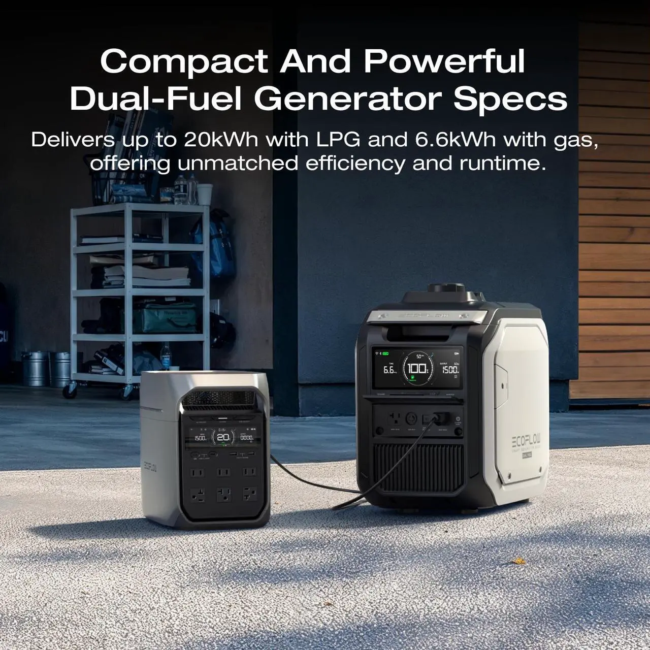 Alt view image 5 of 7 - EcoFlow 2000W Dual Fuel Smart Generator, LPG & Gas Powered, Smart Control, Power Backup for Home Use, Emergency Power, Two AC Outputs, Compatible with DELTA 3 Series
