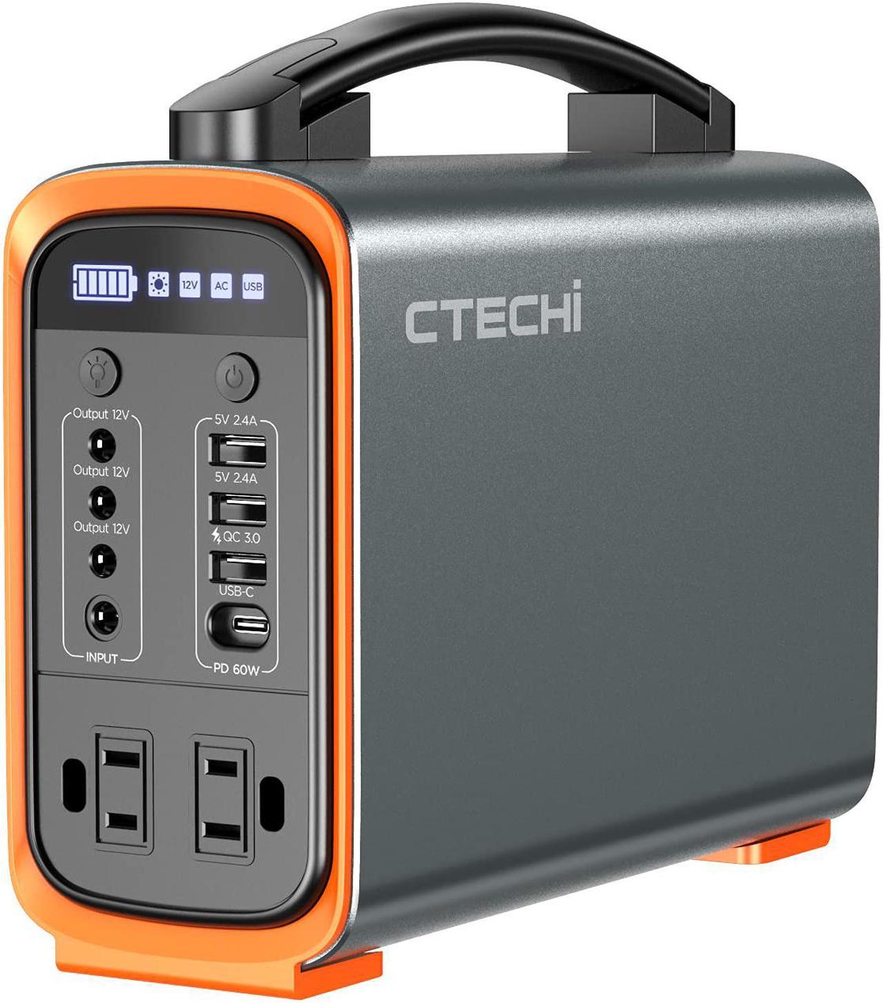 CTECHi Portable Power Station 200W, Backup Lithium Battery 240Wh LiFePO4 Battery Backup Power Supply, PD 60W Quick Charge, Solar Generator for Outdoor Travel Camping Hunting Emergency CPAP and Home