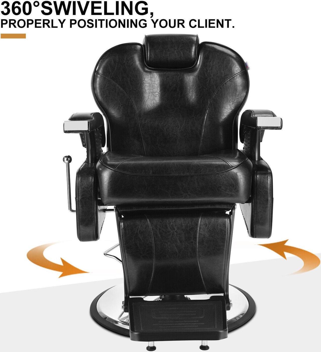 Alt view image 5 of 7 - Artist Hand Black All Purpose Hydraulic Recliner Barber Chair Salon Beauty Styling Chair
