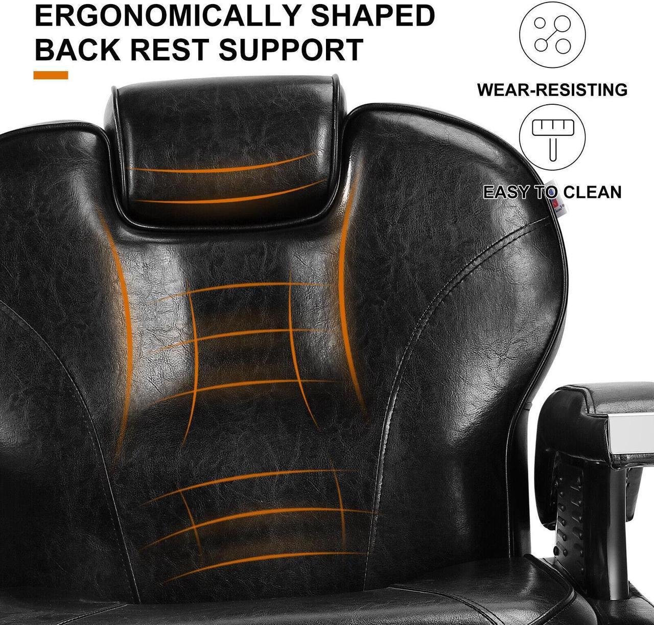 Alt view image 7 of 7 - Artist Hand Black All Purpose Hydraulic Recliner Barber Chair Salon Beauty Styling Chair
