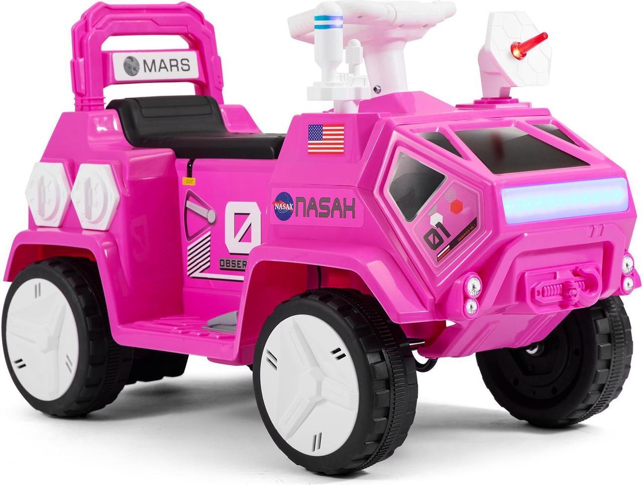 Alt view image 2 of 7 - JOYLDIAS 12V Ride On Car for Kids, Mars Rover Ride On Toy with Radar, Alarm, Remote Control, Music, Bluetooth, Lights, Pink