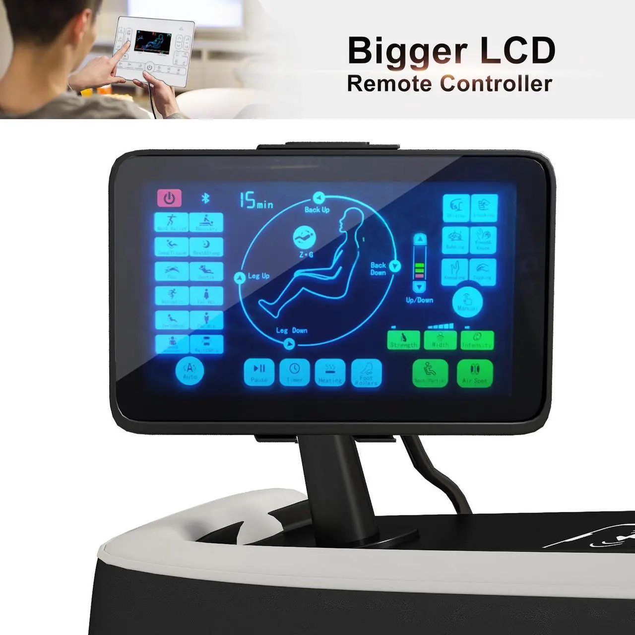 Alt view image 5 of 7 - 3D Full Body Massage Chair, Zero Gravity Recliner Chair With AI Voice Control, Back And Calf Heating, Bluetooth Speakers, And Foot Massager, Full Body Airbags Compression Massage (Black & White)