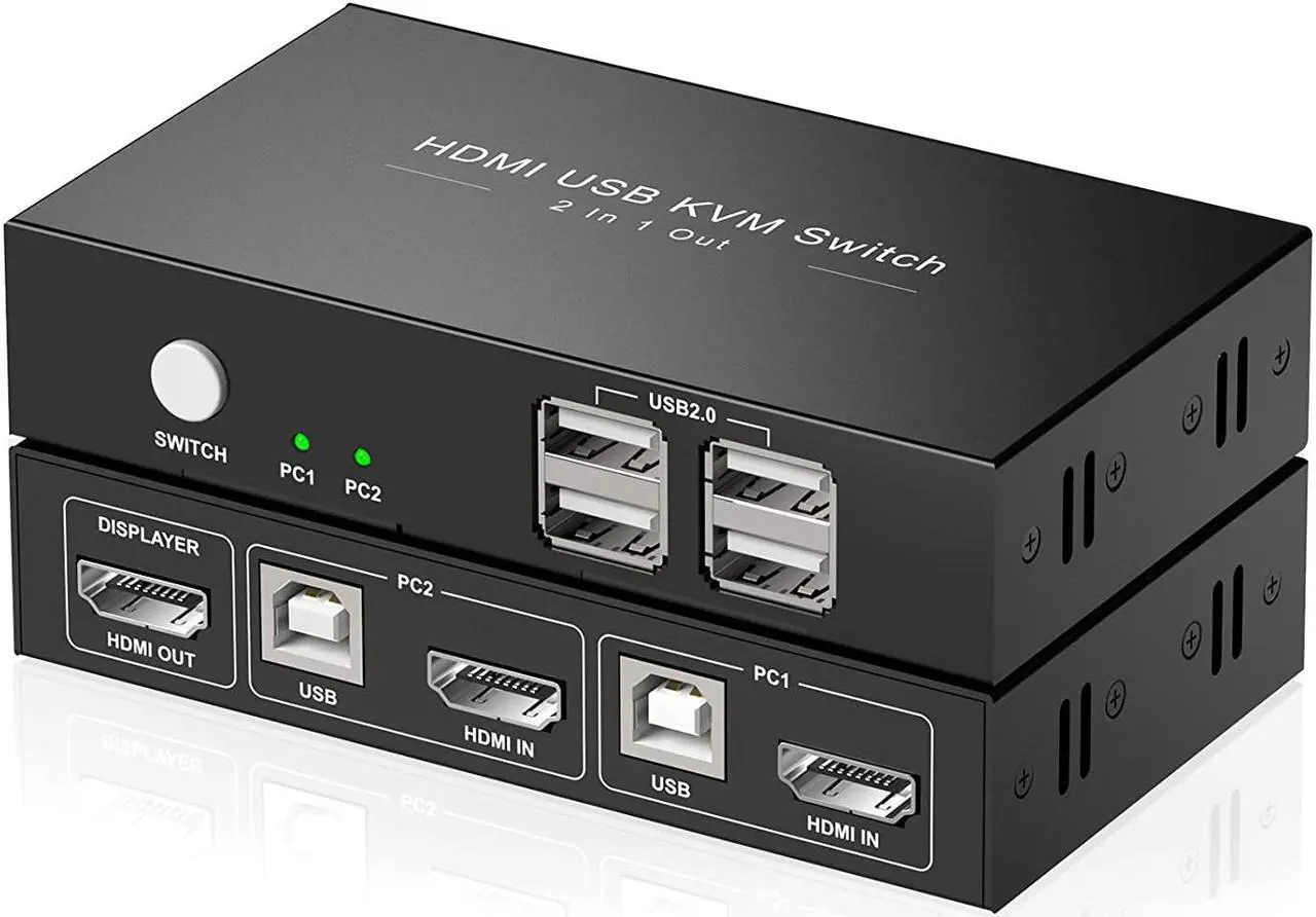 Main image of Rybozen KVM Switch HDMI 2 Port Box,USB and HDMI Switch for 2 Computers Share Keyboard Mouse Printer and one HD Monitor, Support HUD 4K (3840x2160),with 2 HDMI and 2 USB Cables