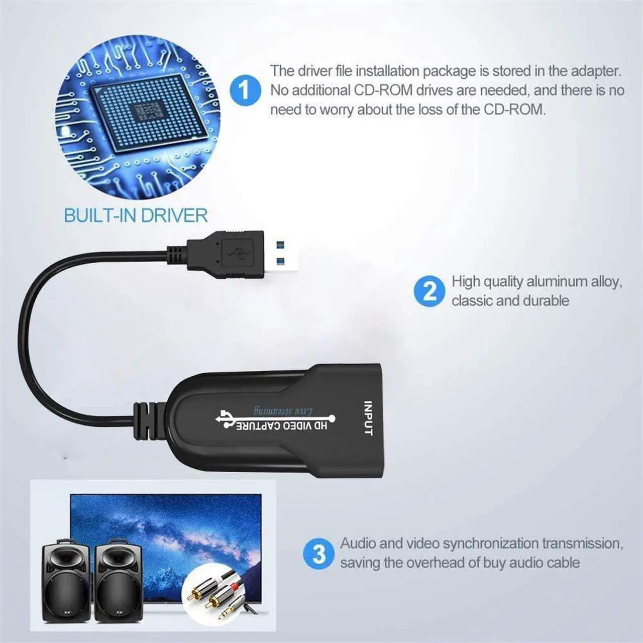 Alt view image 4 of 7 - Audio Video Capture Cards 4k Cam Link 1080P HDMI to USB 2.0 Record VIA DSLR Camcorder Action Cam Computer Capture Device for Streaming, Live Broadcasting, Video Conference, Teaching, Gaming