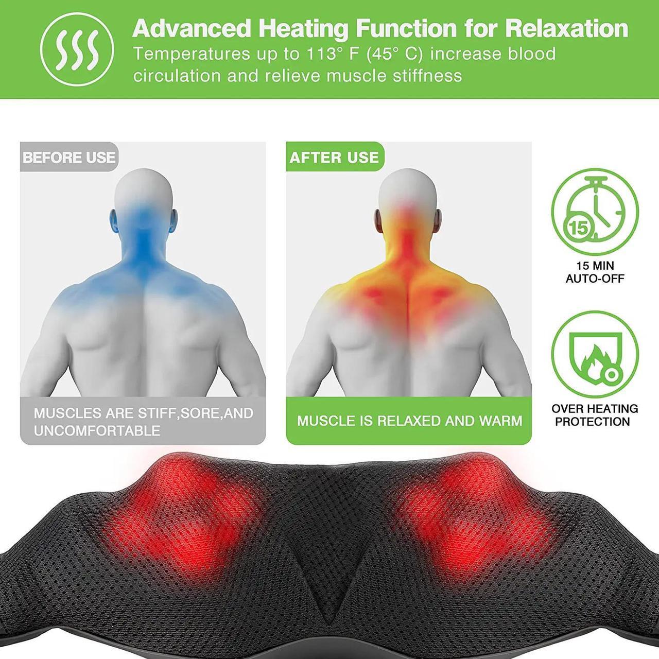 Alt view image 5 of 7 - Cotsoco Shiatsu Back Neck and Shoulder Massager with Heat,Deep Tissue 4D Kneading Pillow, Electric Full Body Massager for Shoulders,Legs,Foot,Body Muscle Pain Relief,Gifts for Mom Dad