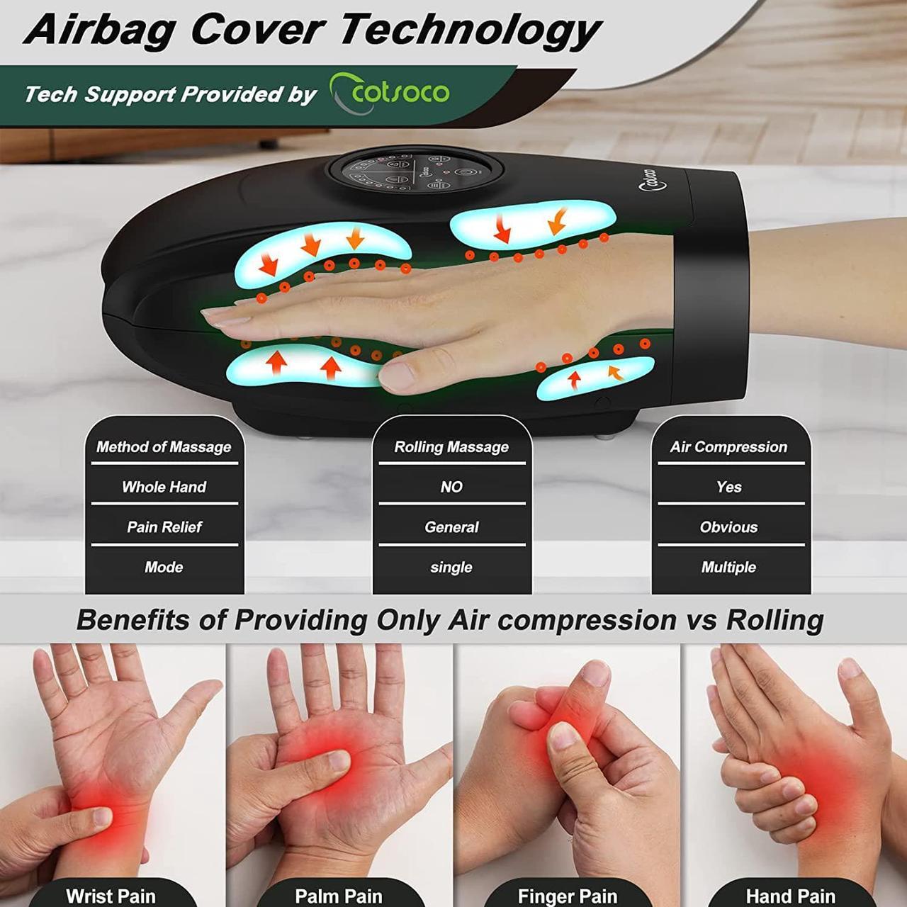 Alt view image 2 of 7 - COTSOCO Electric Hand Massager - Cordless Hand Massager for Arthritis and Carpal Tunnel, 6 Levels Hand Therapy with Heat and Compression, Hand and Wrist Massager Machine for Pain Relief