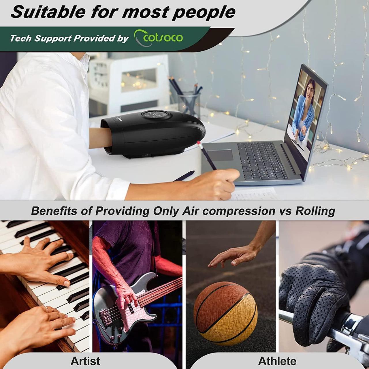 Alt view image 5 of 7 - COTSOCO Electric Hand Massager - Cordless Hand Massager for Arthritis and Carpal Tunnel, 6 Levels Hand Therapy with Heat and Compression, Hand and Wrist Massager Machine for Pain Relief