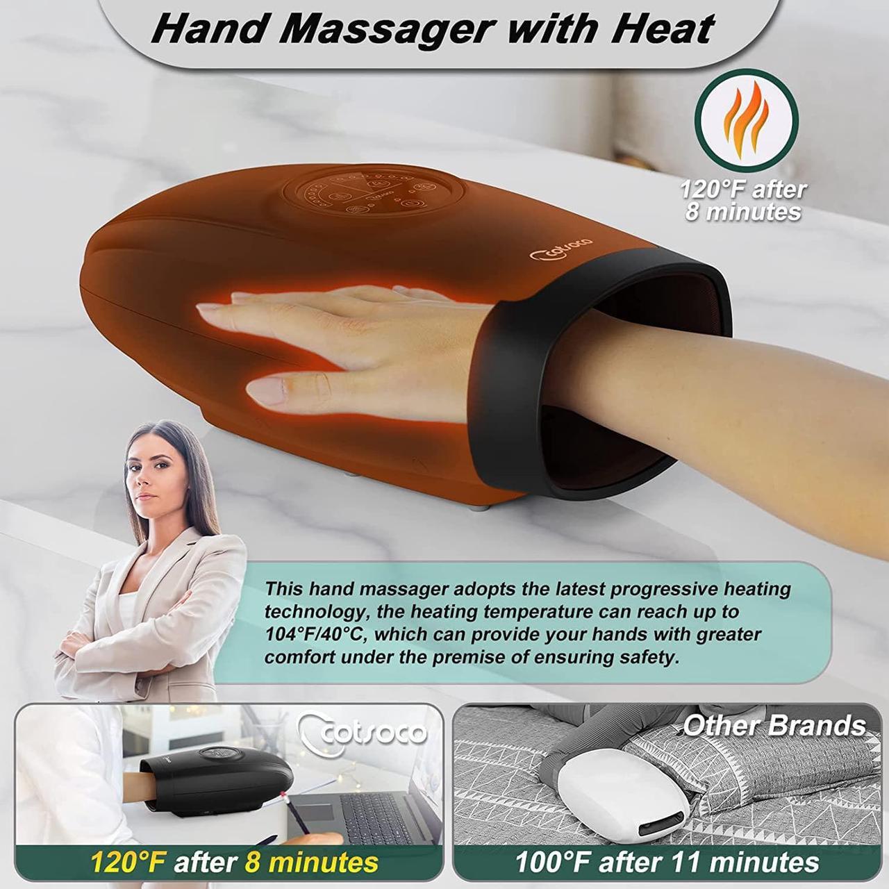 Alt view image 7 of 7 - COTSOCO Electric Hand Massager - Cordless Hand Massager for Arthritis and Carpal Tunnel, 6 Levels Hand Therapy with Heat and Compression, Hand and Wrist Massager Machine for Pain Relief